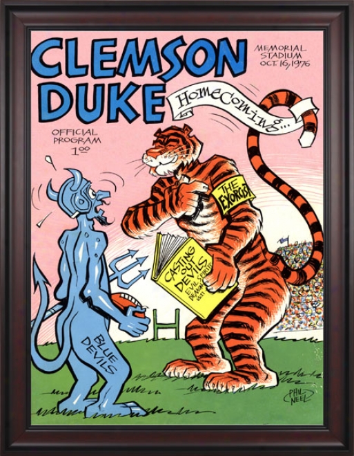 1976 Clemson Tigers Vs. Duke Blue Devils 36 X 48 Framed Canvas Historic Football Print