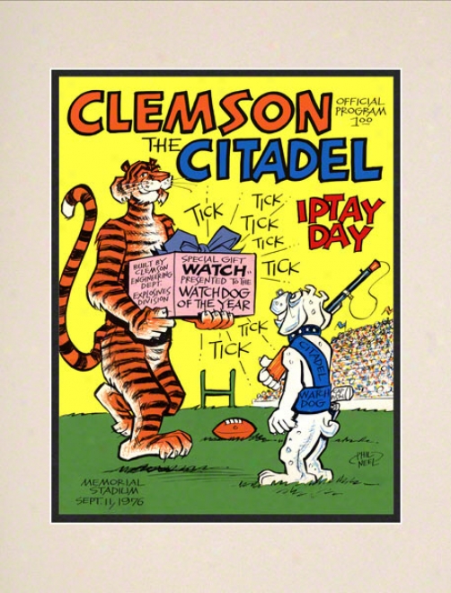 1976 Clemson Vs. Citadel 10.5x14 Matted Histori Football Print