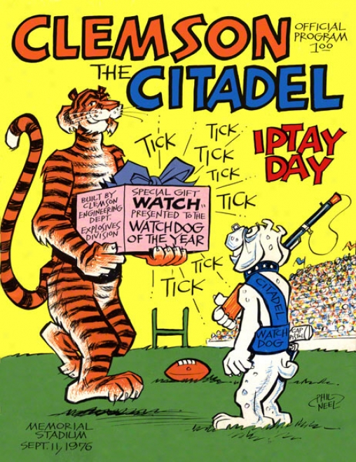 1976 Clemson Vs. Citadel 22 X 30 Canvas Historic Football Print