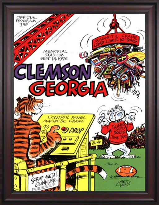 1976 Clemson Vs. Georgia 36 X 48 Framed Canvas Historic Football Print