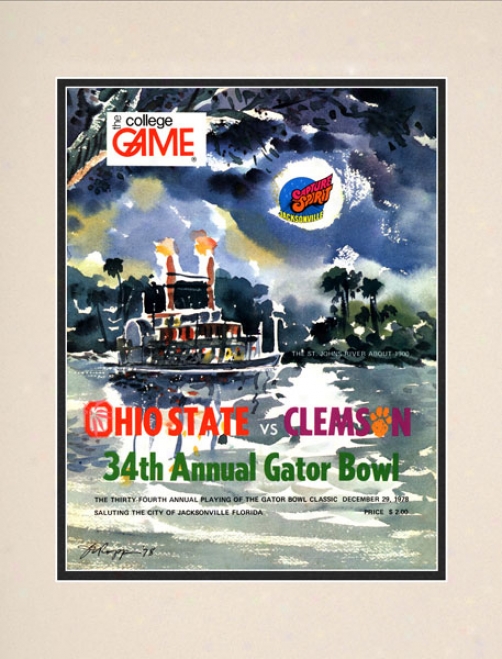 1978 Clemson Tigets Vs. Ohio State Buckeyes 10.5x14 Matted Historiic Footbaol Print