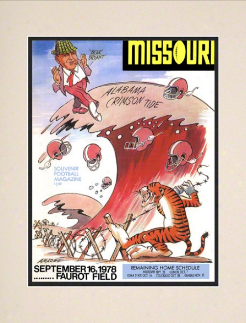 1978 Missouri Vs. Alabama 10.5x14 Matted Historic Football Print