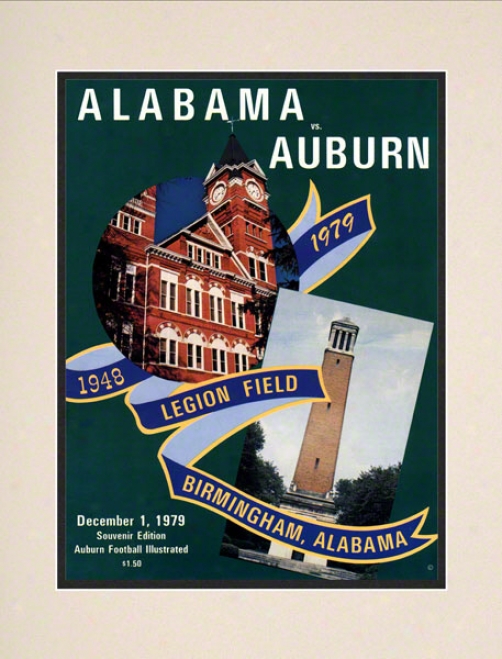 1979 Auburn Vs. Alabama 10.5x14 Matted Historicc Football Print