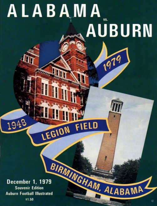 1979 Auburn Vs. Alabama 22 X 30 Canvas Historic Football Print