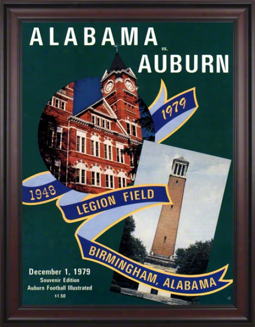 1979 Auburn Vs. Alabama 36 X 48 Framed Canvas Historic Football Print