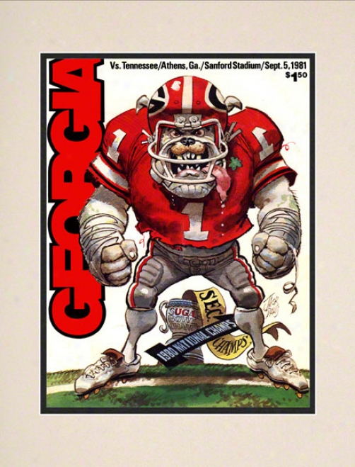 1981 Georgia Vs. Tennessee10.5x14 Matted Historic Football Print