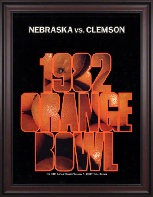 1982 Clemson Vs Nebraska 36 X 48 Framed Canvas Historic Football Poster