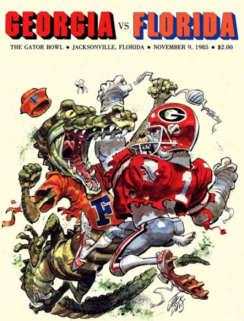 1985 Florida Vs. Georgia Gator Bowl 22 X 30 Canvas Historic Football Print