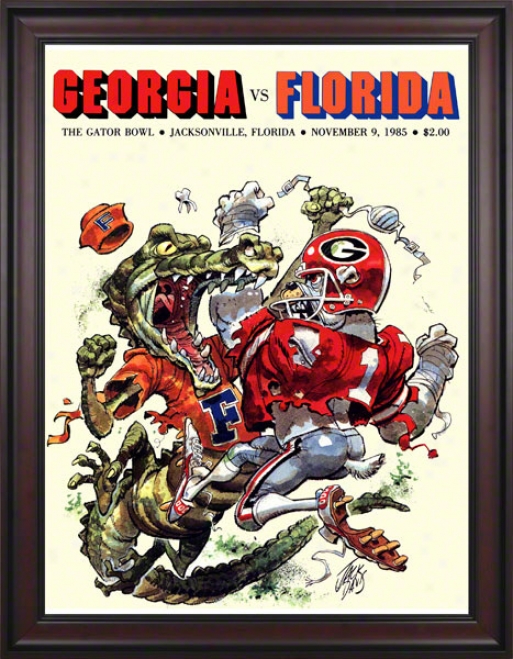 1985 Florida Vs. Georgia Gator Bowl 36 X 48 Framed Canvas Historic Football Print