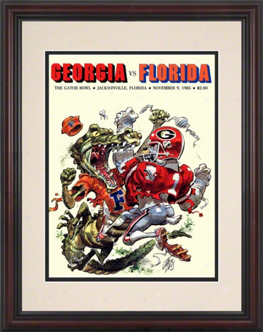 1985 Florida Vs. Georgia Gator Bowll 8.5 X 11 Framed Historic Football Print