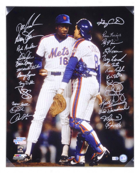 1986 Recent York Mets - Carter And Gooden - Autographed 16x20 Team Signed Photograph