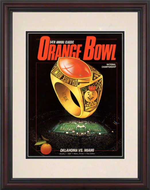 1988 Miami Vs Oklahoma 8.5 X 11 Framed Historic Football Stamp