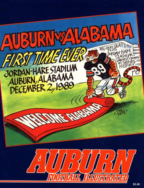 1989 Auburn Vs. Alabama 22 X 30 Canvas Historic Football Print