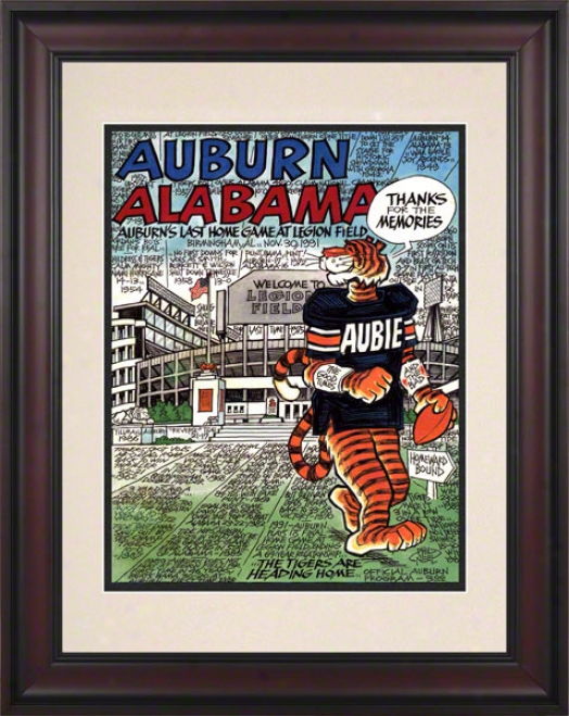 1991 Auburn Vs. Alabaka 10.5x14 Framed Hisotric Football Print