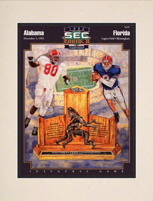 1992 Alabama Vs. Florida Sec Championship 10.5x14 Matted Historic Football Print