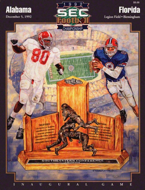 1992 Alabama Vs. Florida Sec Championship 22 X 30 Canvas Historic Football Print