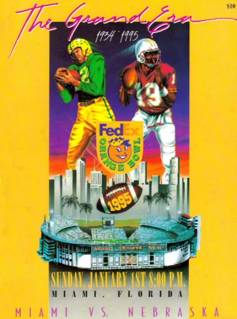 1998 Nebraska Vs. Miami 22 X 30 Canvas Historic Football Print