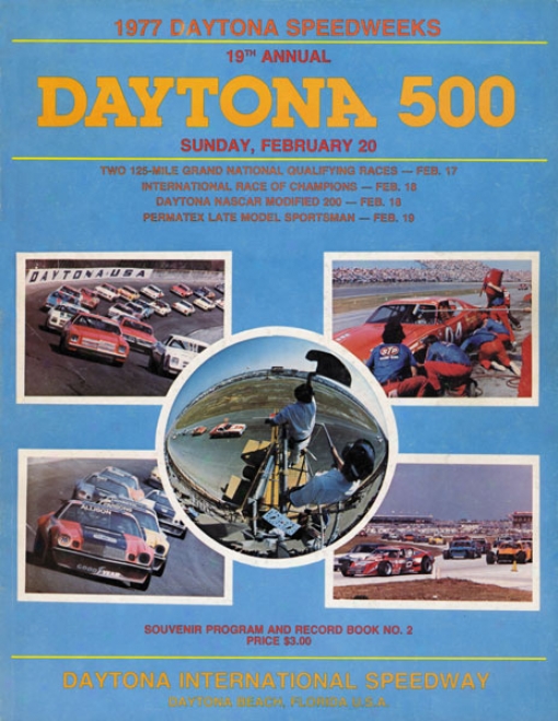 19th Annual 1977 Daytona 500 Cajvas 22 X 30 Program Print