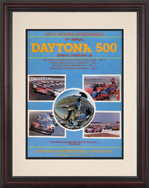 19th Annual 1977 Daytona 500 Framed 8.5  X 11 Program Print