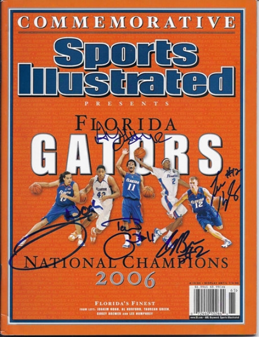 2006/2007 Florida Gators Autographed Commemorative Sports Illustrated Custom Framed (signed By Noah, Brewer, Humphre,y Green, Horford)