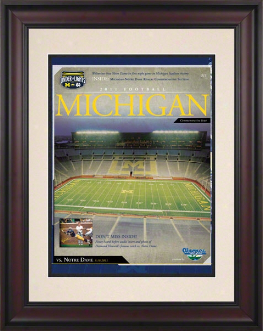 2011 Notre Dame Vs. Michigan 10.5x14 Framed Historic Football Poster  Details: 1st Night Game