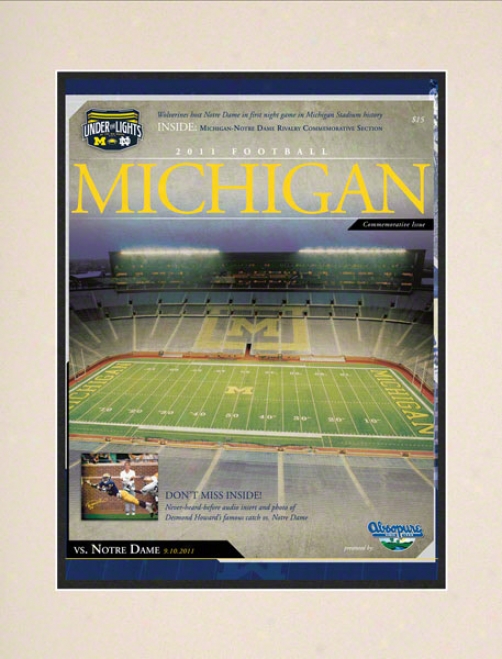 2011 No5re Dame Vs. Michigan 10.5x14 Matted Historic Football Poster  Details: 1st Night Game