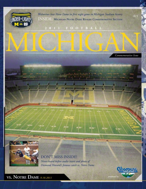 2011 Notre Dame Vs. Michigan 22x30 Canvas Historic Football Poster  Details: 1st Night Game