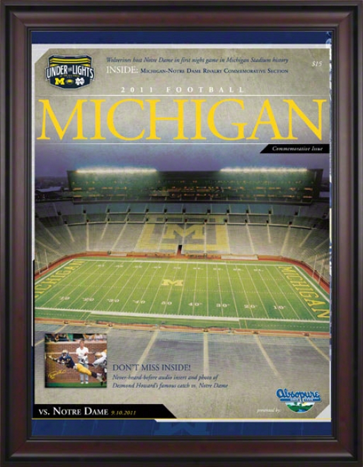 2011 Notre Dame Vs. Michigan 36x48 Framed Canvas Historic Football Poster  Details: 1st Night Game