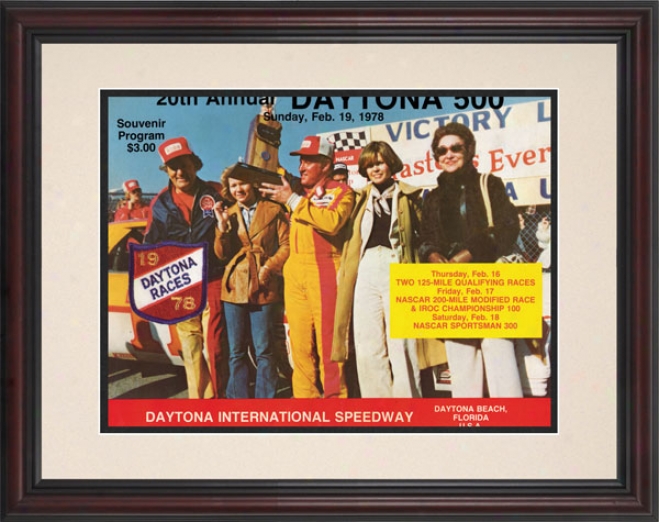 20th Annual 1978 Daytona 500 Framed 8.5  X 11 Program Prinf