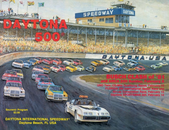 23rd Annual 1981 Daytona 500 Canvas 22 X 30 Prograam Print