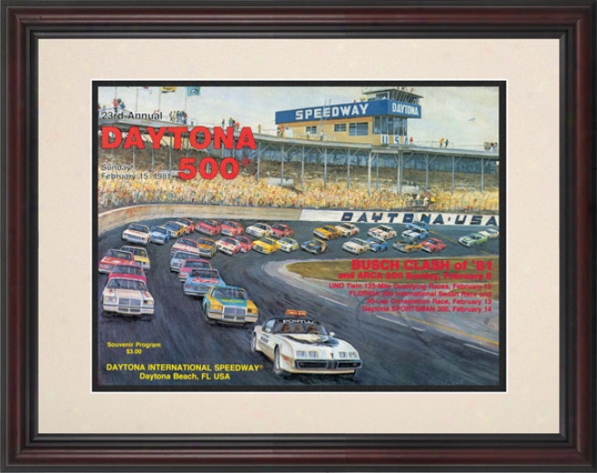 23rd Annual 1981 Daytona 500 Framed 8.5  X 11 Program Print