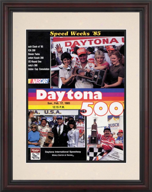 27th Annual 1985 Daytona 500 Framed 8.5  X 11 Program Print