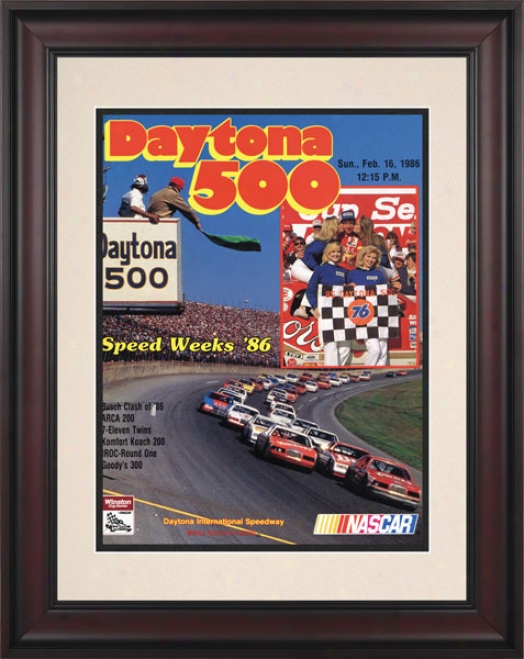 28th Annual 1986 Daytona 500 Framed 10.5 X 14 Program Print