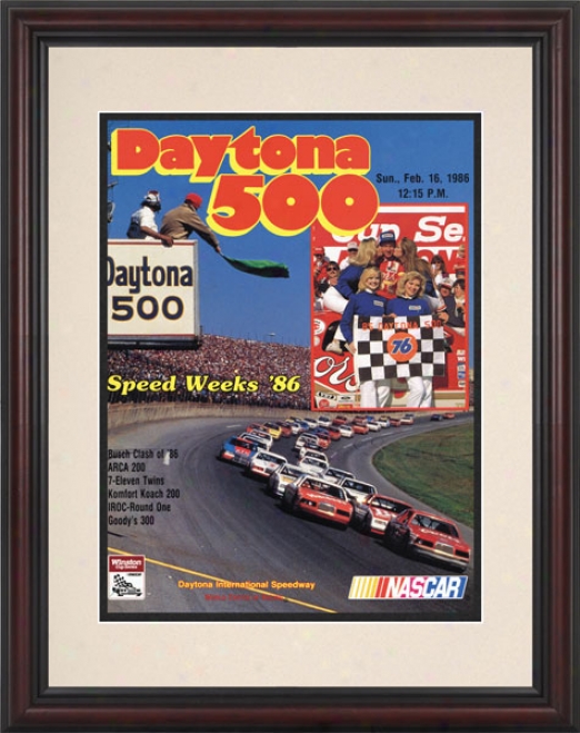 28th Annual 1986 Daytona 500 Framed 8.5  X 11 Program Print