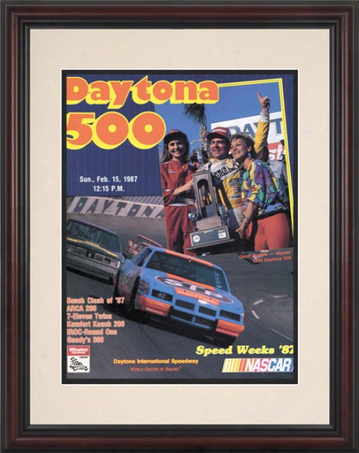 29th Annual 1987 Daytona 500 Framed 8.5  X 11 Program Print