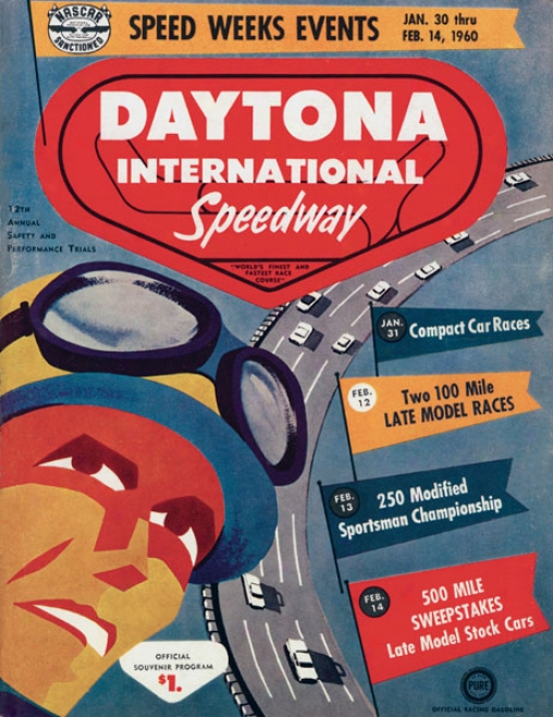 2nd Annual 1960 Daytona 500 Canvas 22 X 30 Program Print