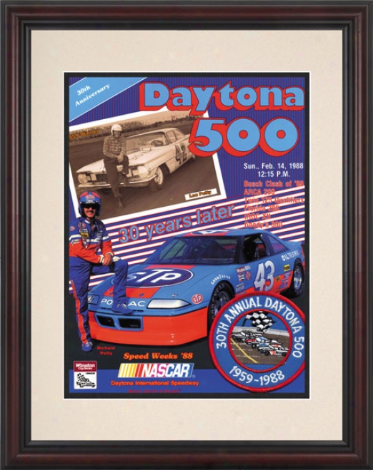 30th Annual 1988 Daytona 500 Framed 8.5  X 11 Program Print