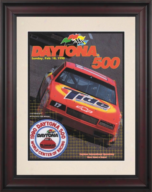 32nd Annual 1990 Daytona 500 Framed 10.5 X 14 Program Print