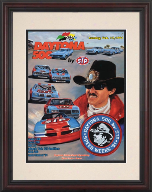 33rd Annual 1991 Daytona 500 Framed 8.5  X 11 Program Print