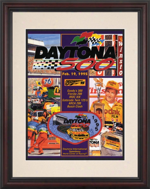 37th Annual 1995 Daytona 500 Framed 8.5  X 11 Program Newspaper