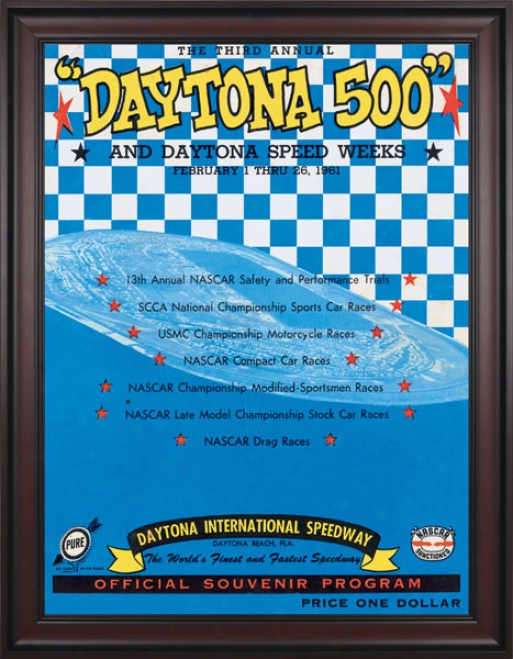 3rd Annual 1961 Daytona 500 Framed 36 X 48 Prpgram Print