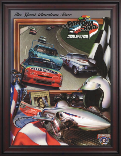 40th Annual 1998 Daytona 500 Framed 36 X 48 Program Impression