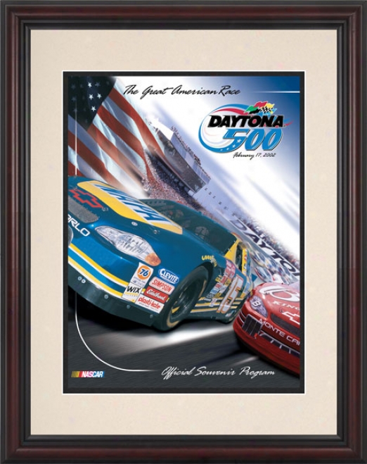 44th Annual 2002 Daytonaa 500 Framed 8.5  X 11 Program Print