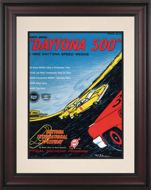 4th Annual 1962 Daytona 500 Framed 10.5 X 14 Program Print