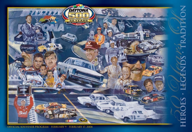 50th Annual 2008 Daytona 500 Canvas 22 X 30 Program Print