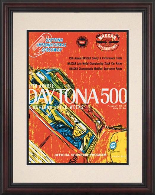 5th Annual 1963 Daytona 500 Framed 8.5  X 11 Program Print