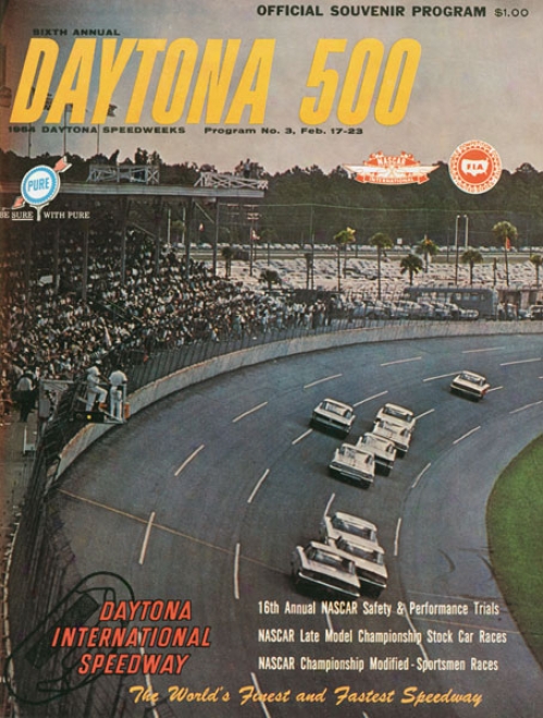 6th Annual 1964 Daytona 500 Canvas 22 X 30 Program Print