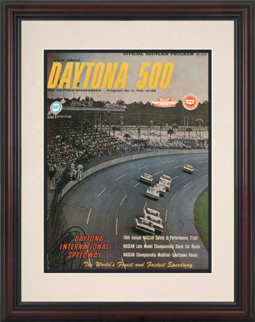 6th Annual 1964 Daytona 500 Framed 8.5  X 11 Program Print