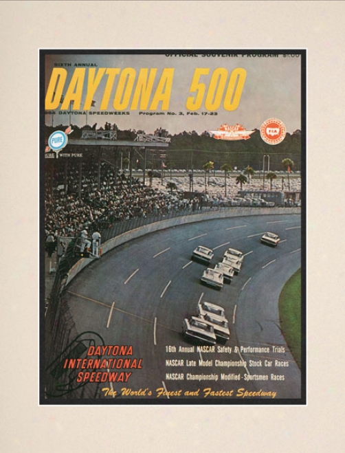 6th Annual 1964 Daytona 500 Matted 10.5 X 14 Program Mark