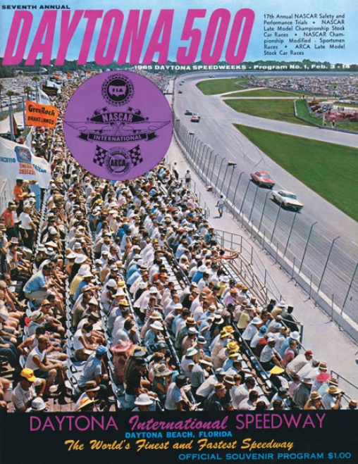 7th Annua 1965 Daytona 500 Canvas 22 X 30 Program Print